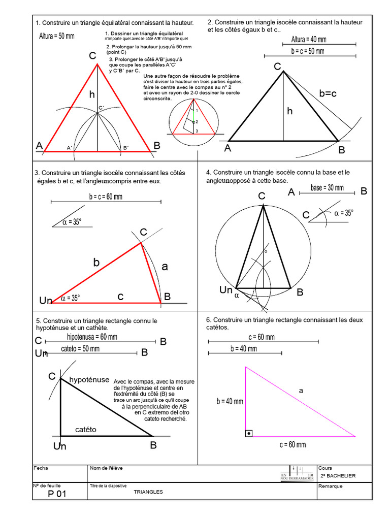 Construction de triangles géométriques | PDF | Triangle | Trigonométrie
