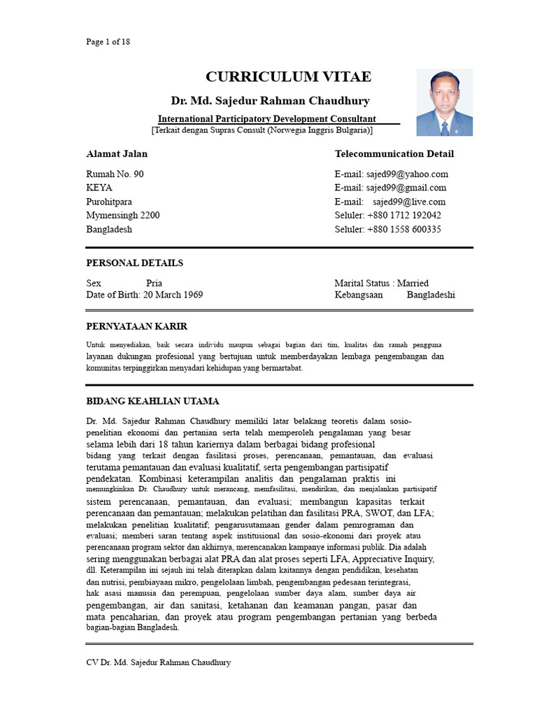 CV Dr. Md. Sajedur Rahman Chaudhury | PDF