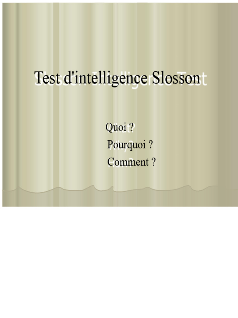 Test d'intelligence Slosson : Guide complet | PDF | Intelligence ...