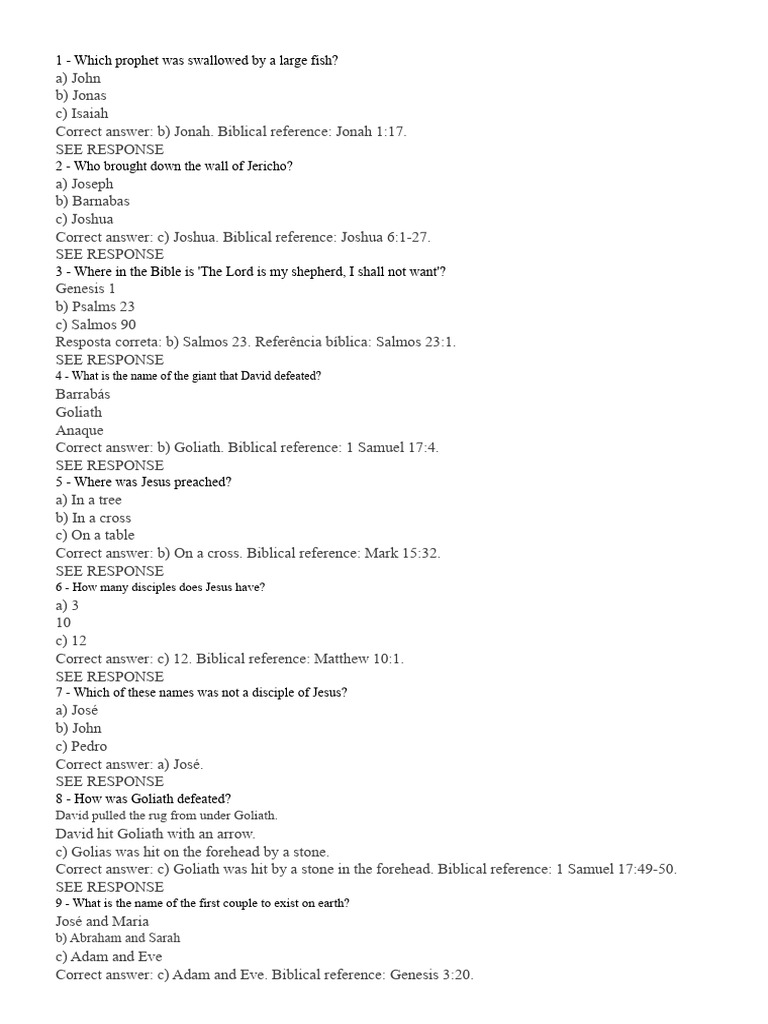 Bible Quiz: Key Figures and Events | PDF | Book Of Genesis | Bible