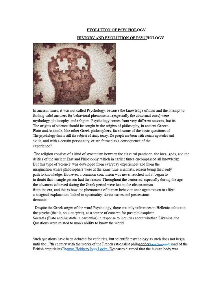 History and Evolution of Psychology | PDF | Psychology | Mind