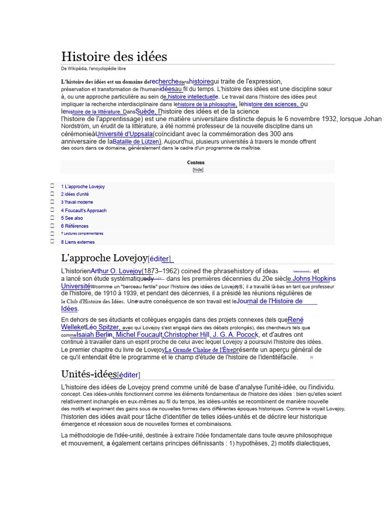Histoire des idées : concepts et approches | PDF | Enseignement des ...