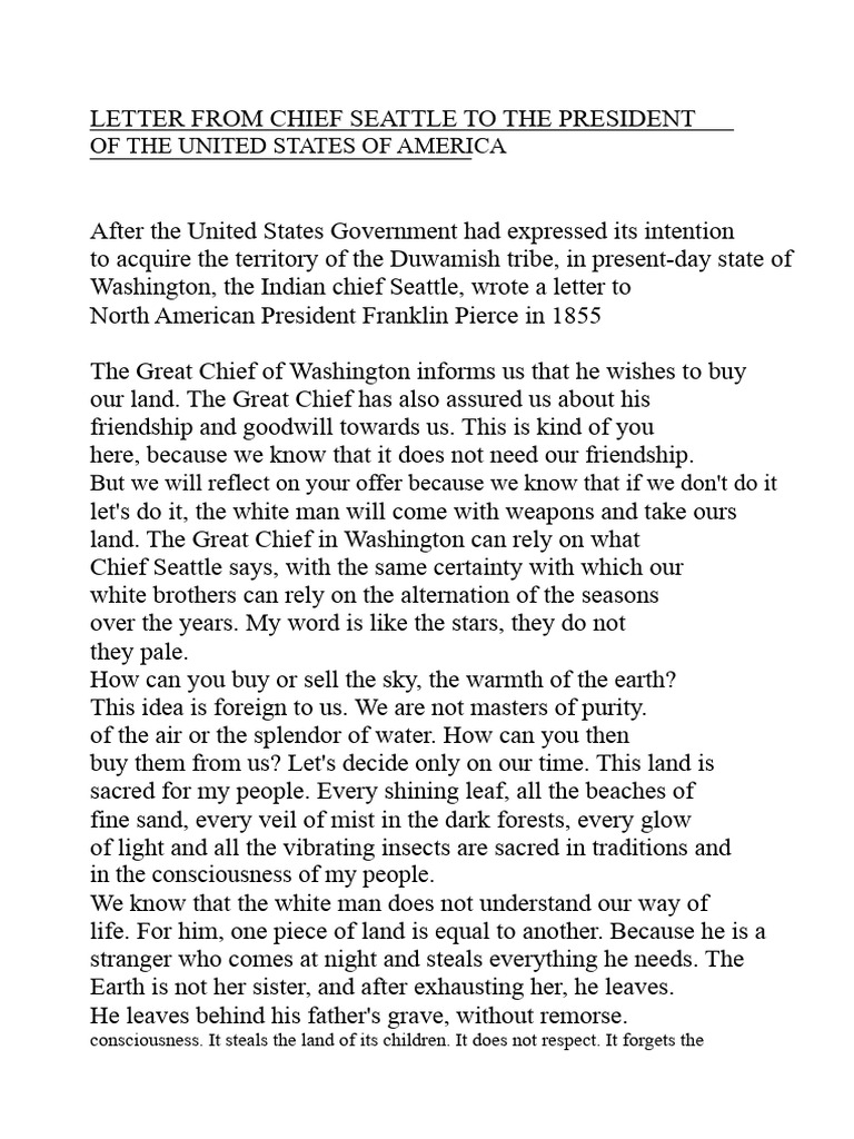 Letter From The Indian Chief | PDF