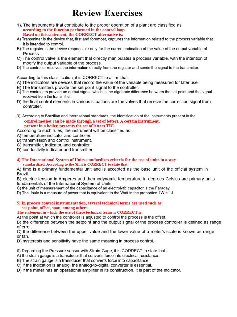 Process Control Instrumentation Review | PDF | Instrumentation ...