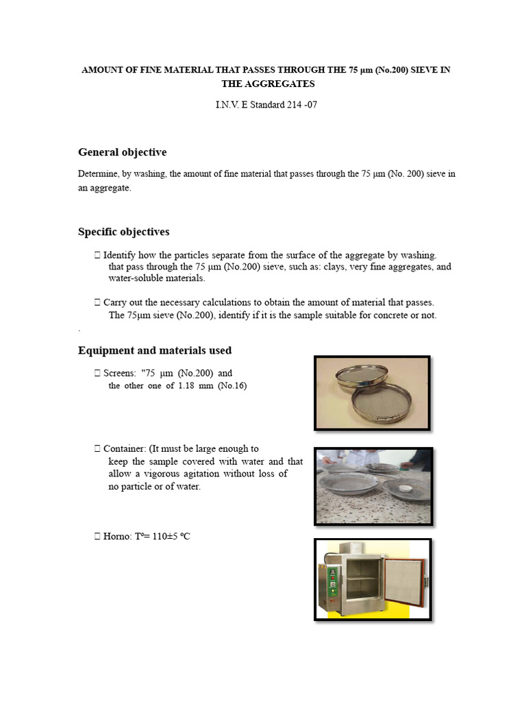 Amount of Fine Material That Passes Through the 75 µm Sieve | PDF ...