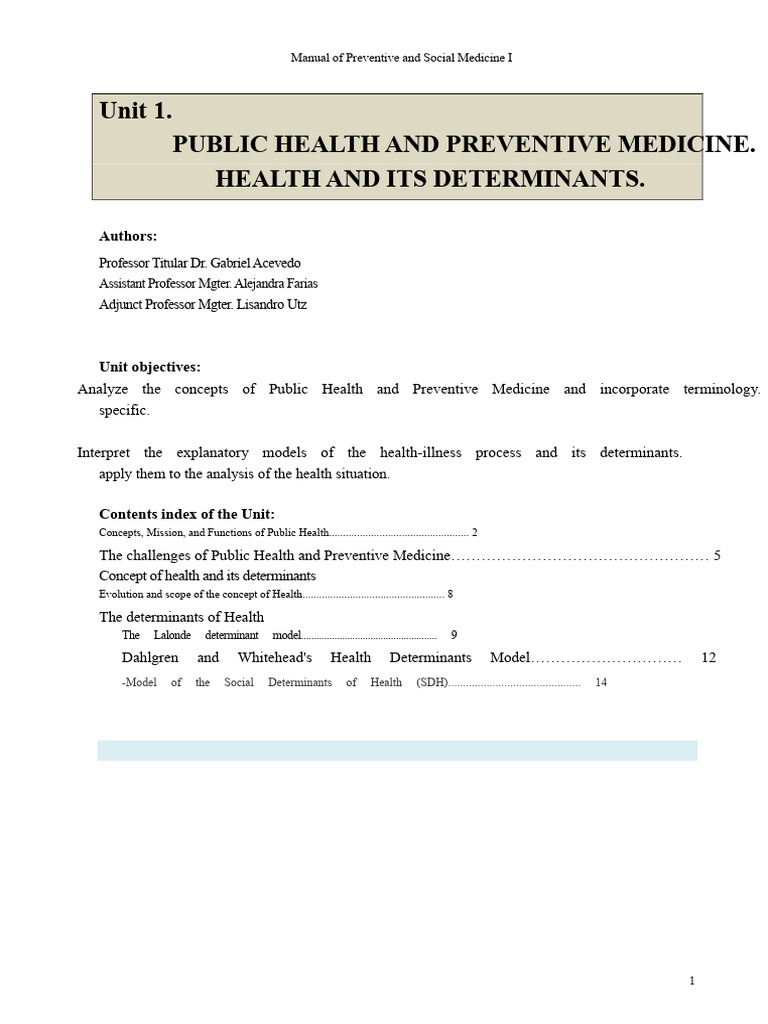 1) MANUAL Public Health and Preventive Medicine. Health and Its ...