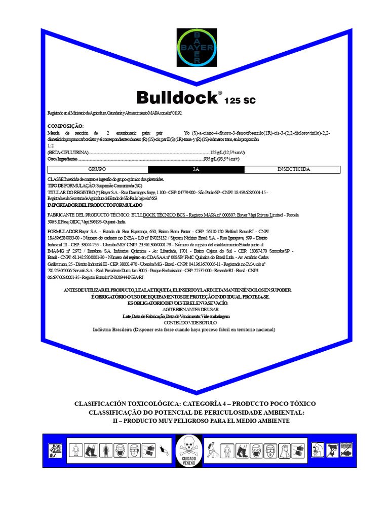 F249831 - Bulldock 125 SC - Bula - GHS | PDF | Clima | Herida