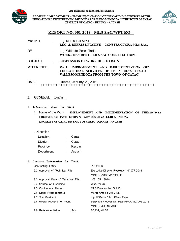 Report of Work Suspension due to Rain and Storms | PDF | Precipitation ...