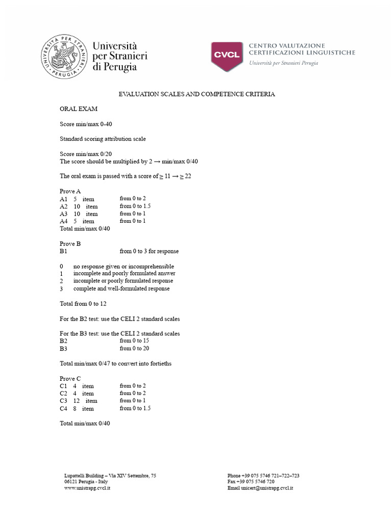 Celi-Scale of Evaluation | PDF