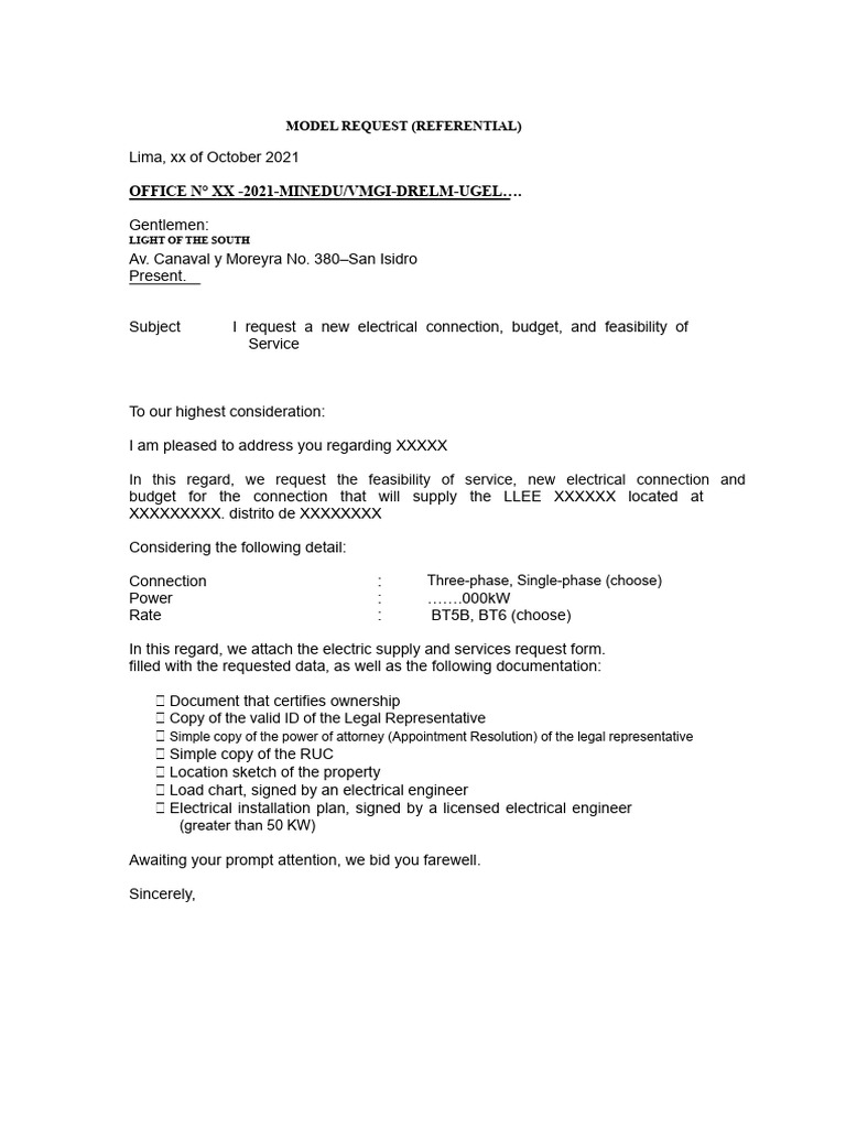 Electrical Connection Request Form | PDF