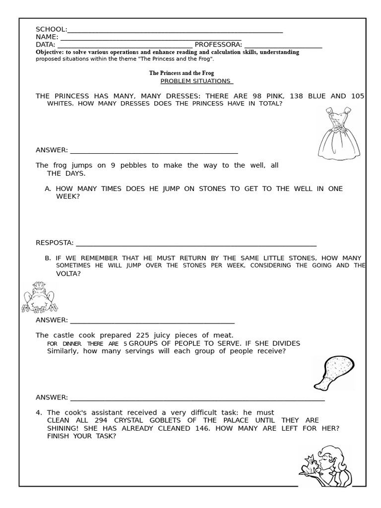 The Princess and The Frog Problem Situations | PDF