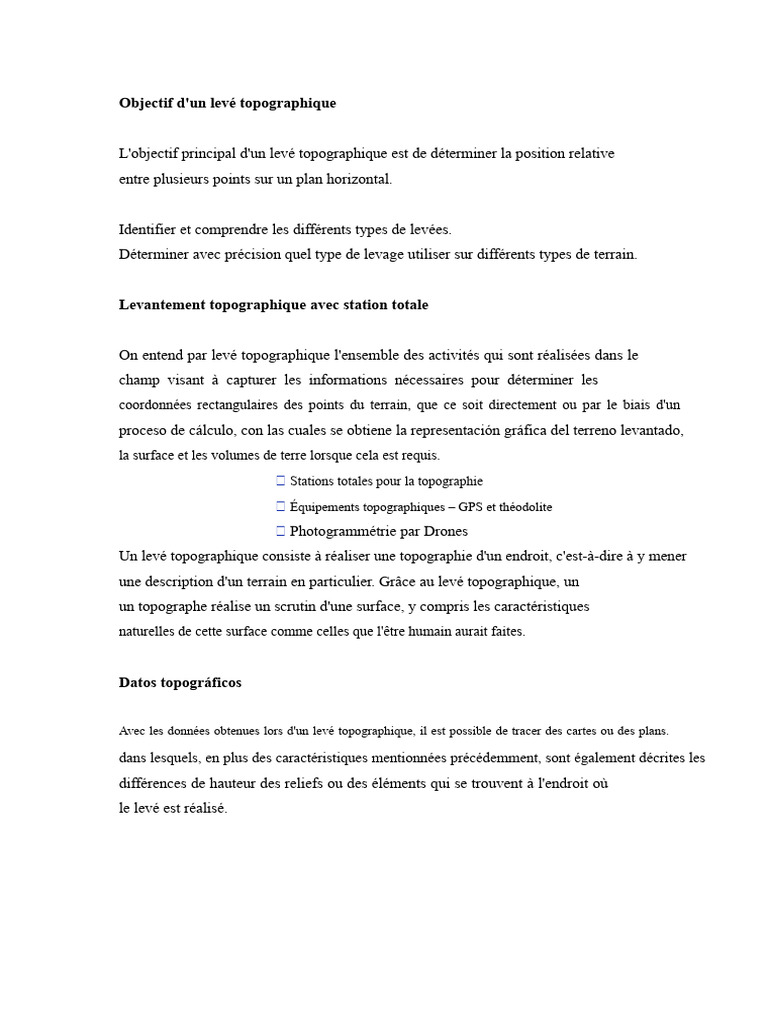 Objectifs et types de levés topographiques | PDF | Topographie ...