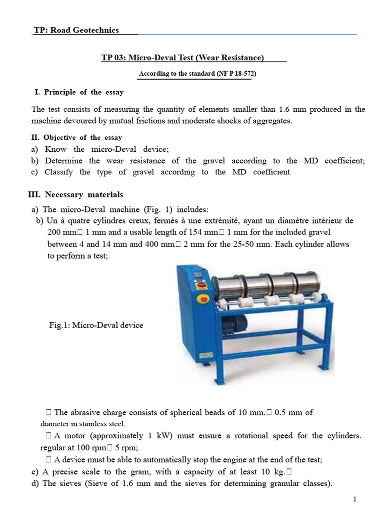 TP-03 Micro-Deval Test | PDF | Gravel | Wear