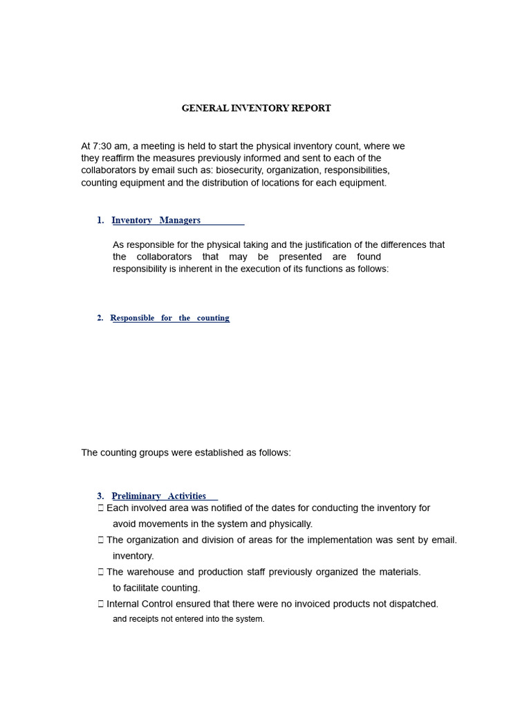 General Inventory Count Procedures | PDF | Inventory