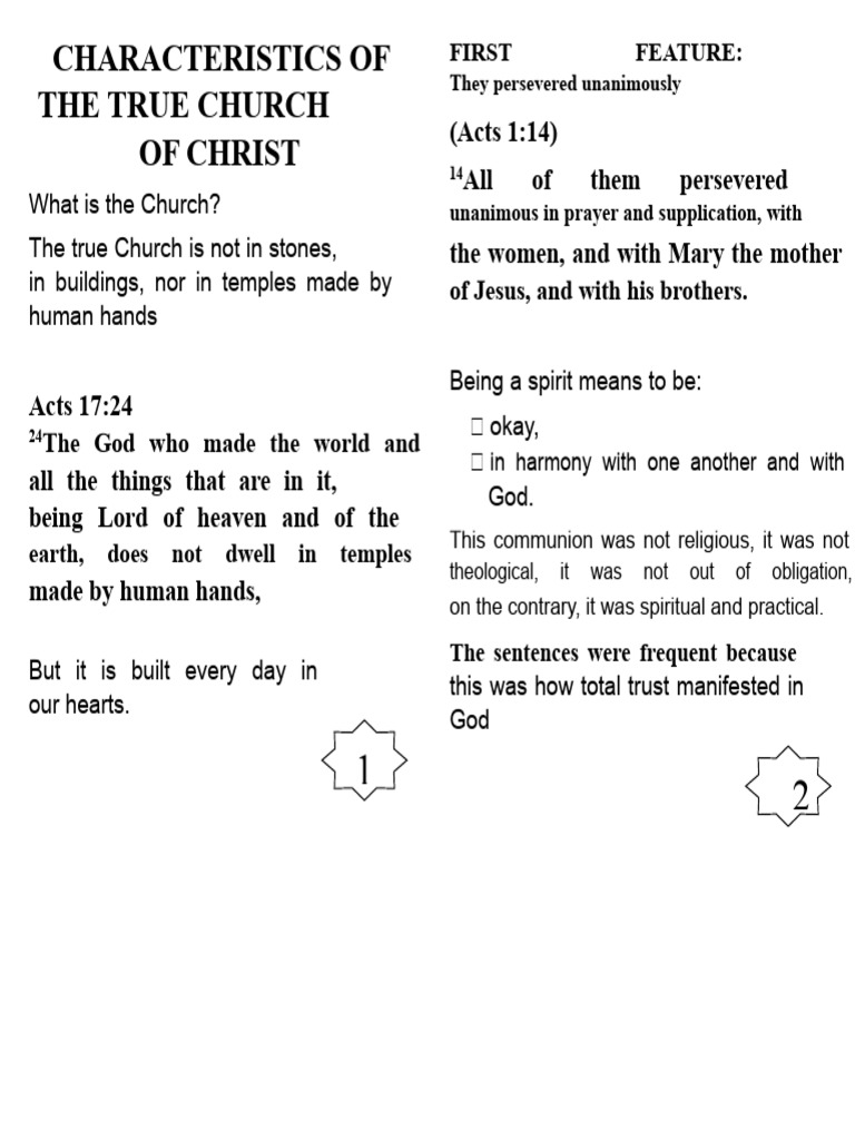 Characteristics of the True Church | PDF | Acts Of The Apostles | Jesus