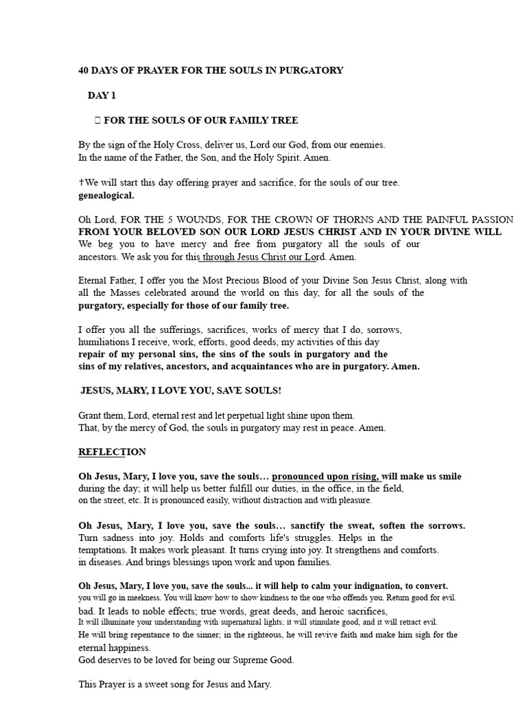 PRAYER FOR THE SOULS IN PURGATORY | PDF | Indulgence | Purgatory