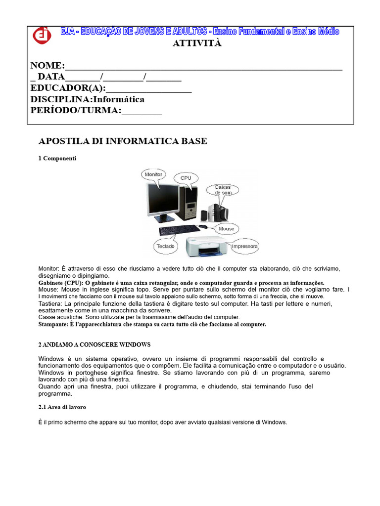 Apostila Di Informatica Di Base | PDF