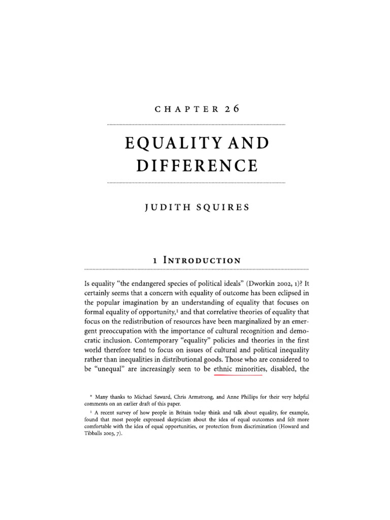 Equality and Difference - Oxford Handbook of Political Theory | PDF