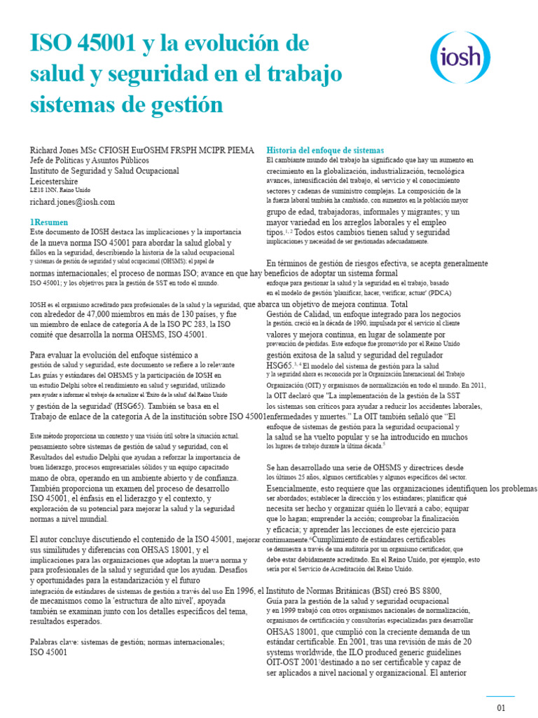 ISO 45001 y la Evolución de los SSO | PDF | Organización internacional ...