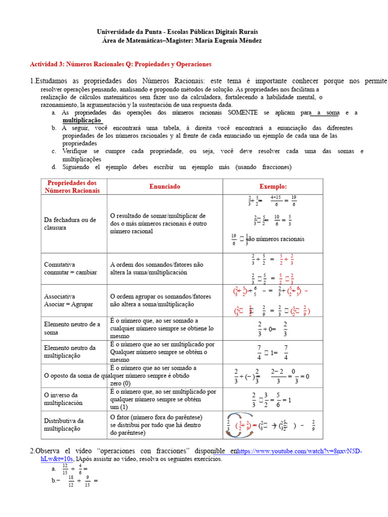 Propriedades dos Números Racionais | PDF | Número racional | Matemática