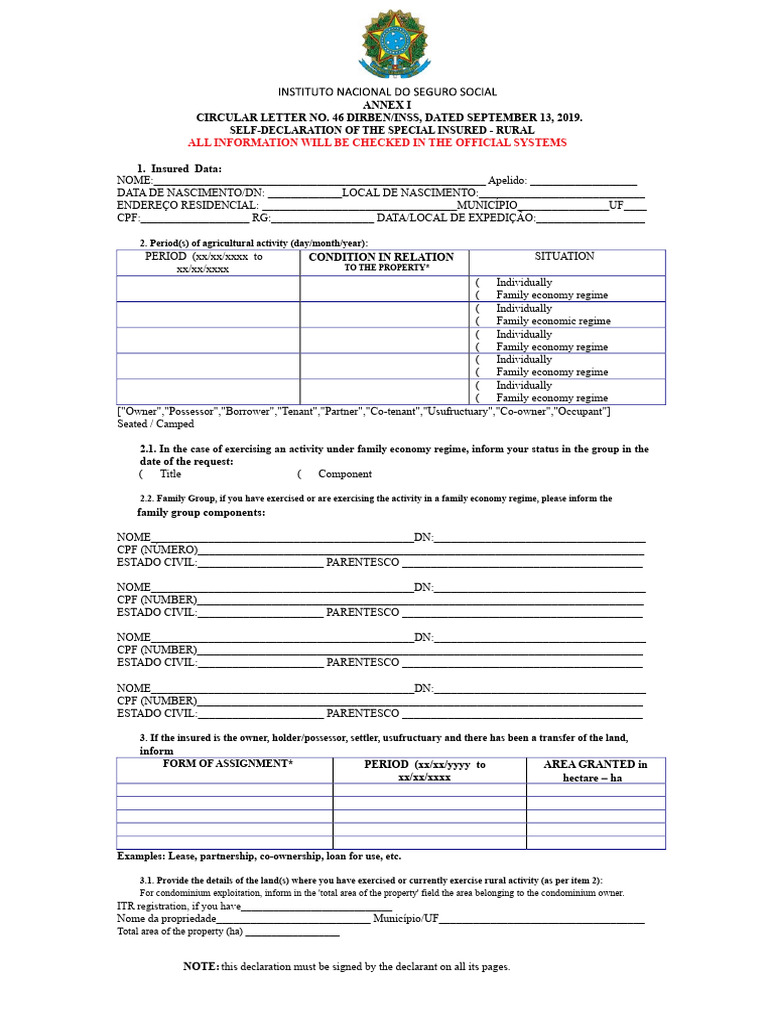 Rural Insured Self-Declaration Form | PDF | Justice | Crime & Violence