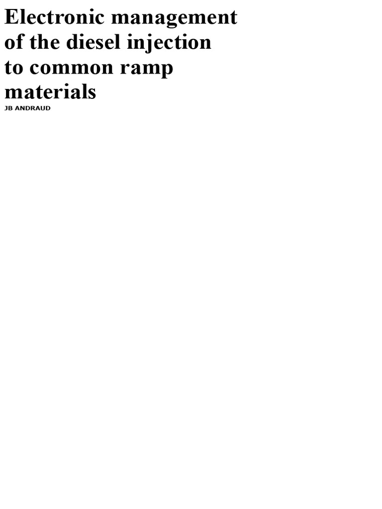 Common Rail Diesel Injection Management | PDF | Fuel Injection | Diesel ...