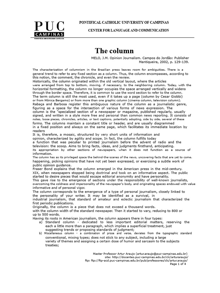 Understanding Columnism in Brazilian Media | PDF | Journalism | Newspapers