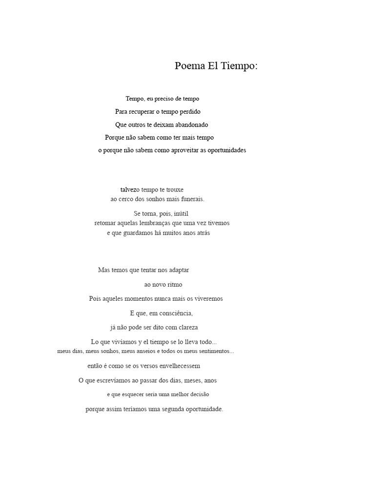 Reflexões sobre o Tempo e Memórias | PDF