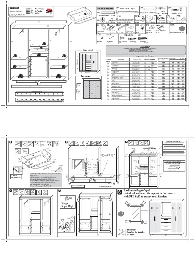 Wardrobe Assembly Instructions and Parts List | PDF