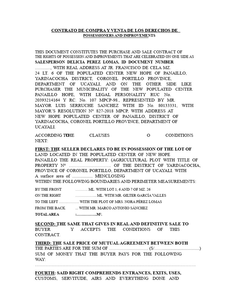Purchase and Sale Contract Peace Judge Panaillo | PDF | Sales | Business