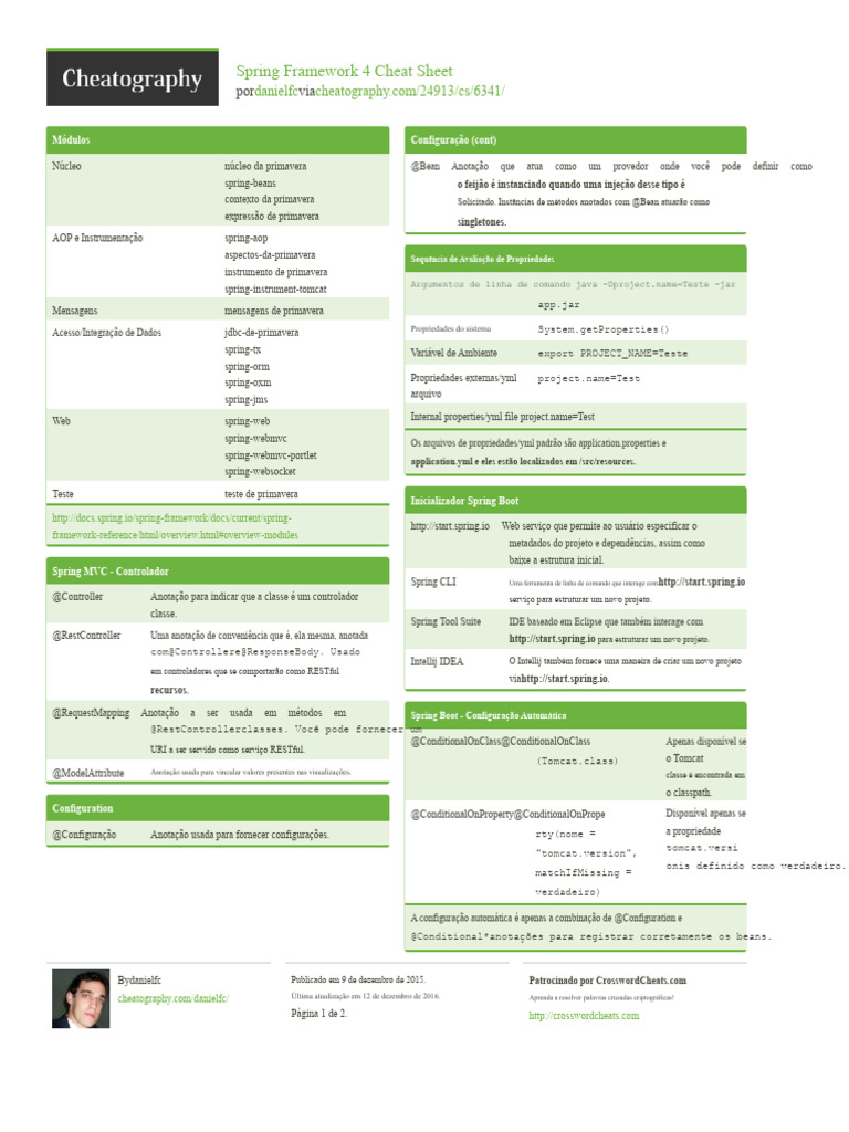Folha de Dicas do Spring Framework 4 | PDF | Classe (programação de ...