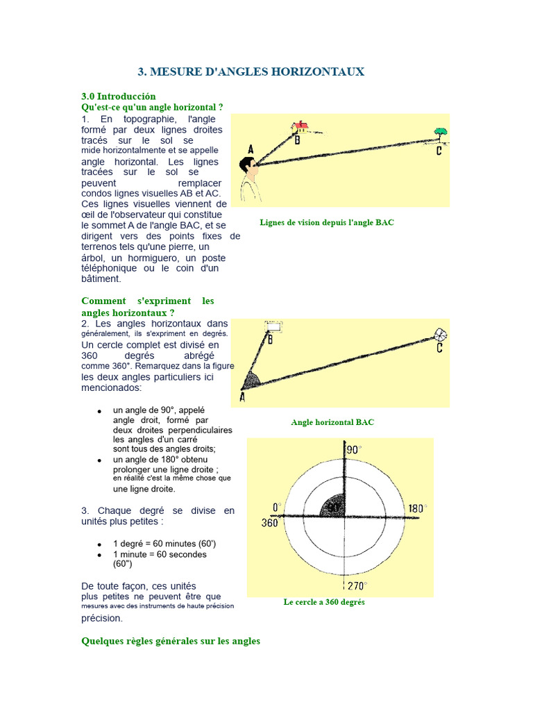 Mesure des angles horizontaux en topographie | PDF | Boussole | Angle