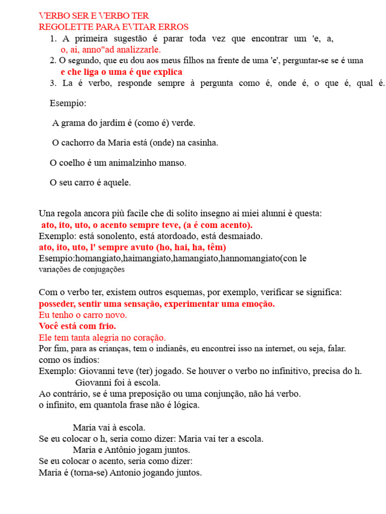Erros Comuns: Verbo Ser e Ter | PDF