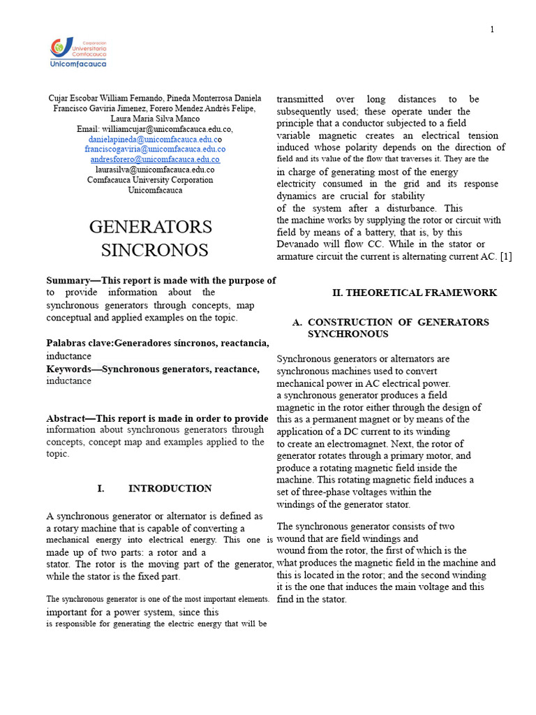 Synchronous Generators Explained | PDF | Electric Motor | Electric ...