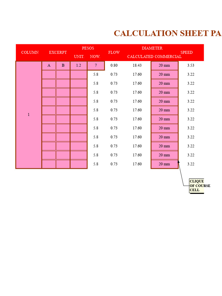 HYDRAULIC INSTALLATION SPREADSHEETS.xls | PDF | Tap (Valve) | Fluid ...