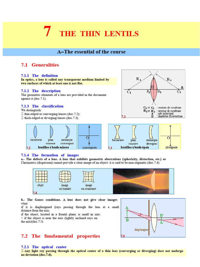 Understanding Thin Lenses in Optics | PDF | Optics | Atomic