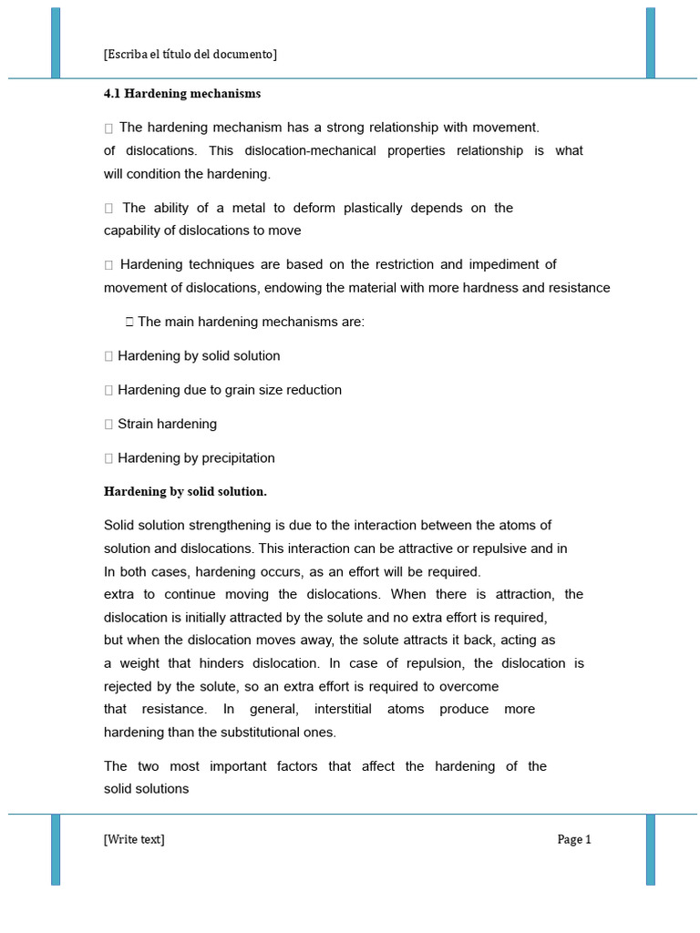 Metal Hardening Mechanisms Explained | PDF | Dislocation | Plasticity ...