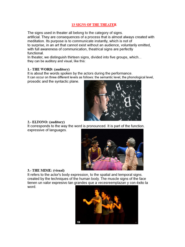 13 Essential Theater Signs Explained | PDF | Word | Gesture