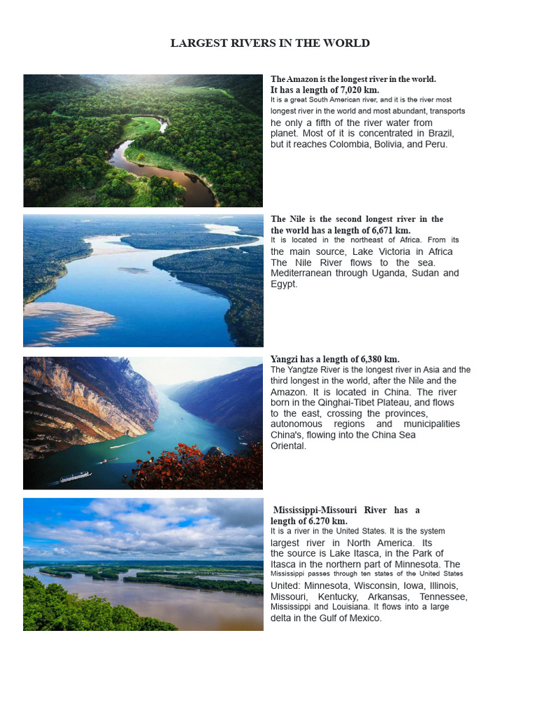 Top 10 Longest Rivers Worldwide | PDF | Fluvial Landforms | Geomorphology