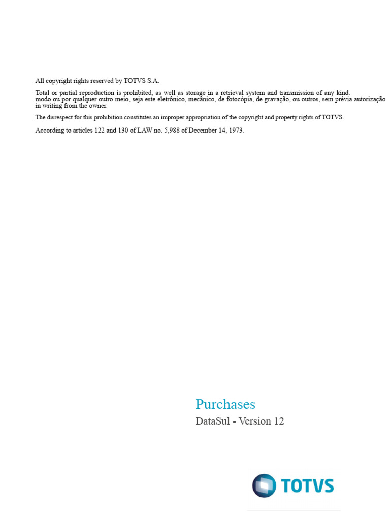TOTVS DataSul Version 12 Purchases Guide | PDF | Information | Prices