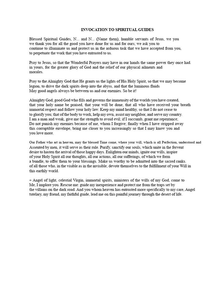 Invocation To Spiritual Guides | PDF