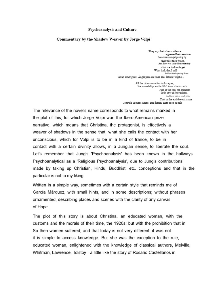The Weaver of Shadows by Jorge Volpi | PDF | Carl Jung | Psychoanalysis