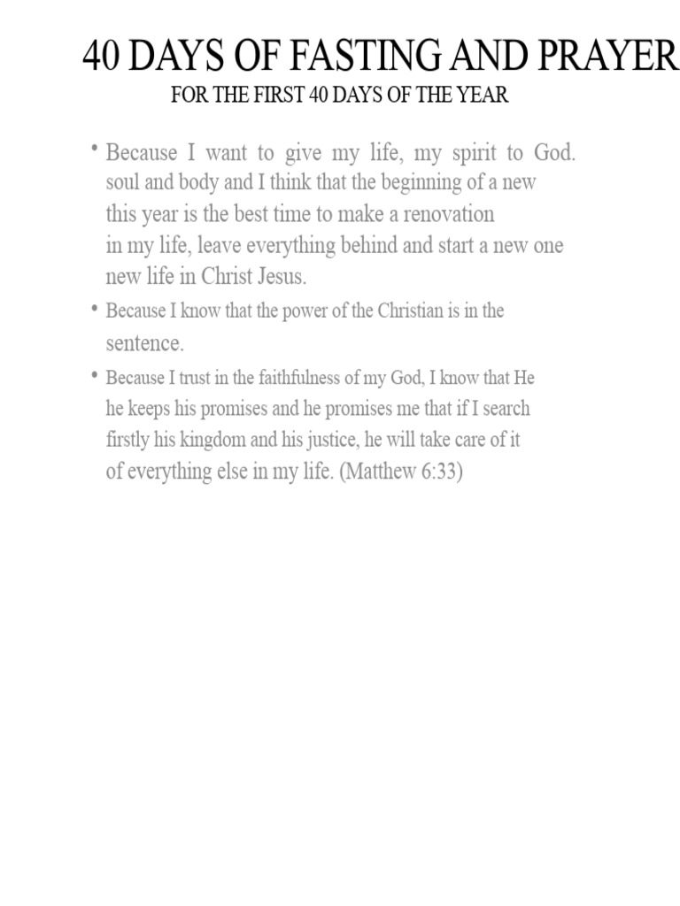 40 Days of Fasting and Prayer Guide | PDF | Prayer | Forgiveness