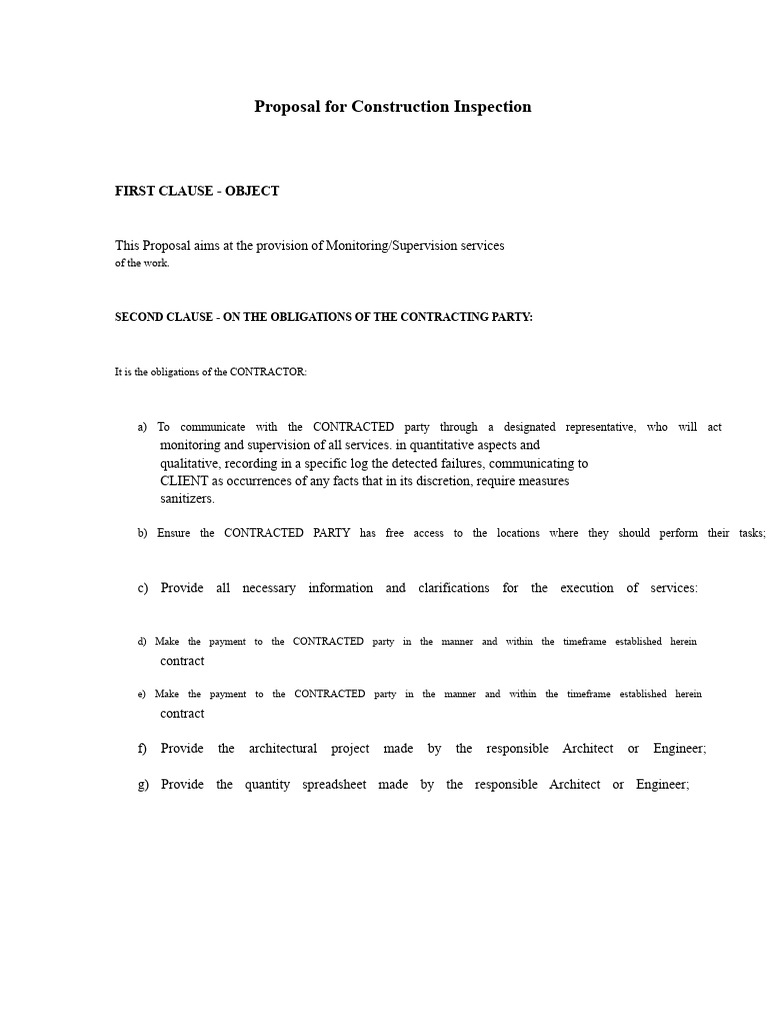 Construction Inspection Proposal Overview | PDF | Employment | Justice
