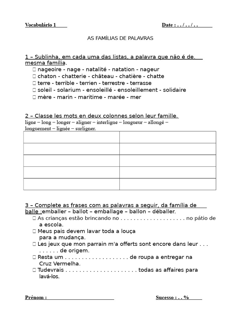 As Palavras da Mesma Família | PDF