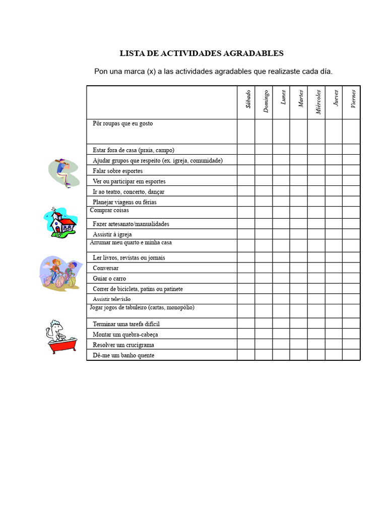 Lista de Atividades Agradáveis Diárias | PDF