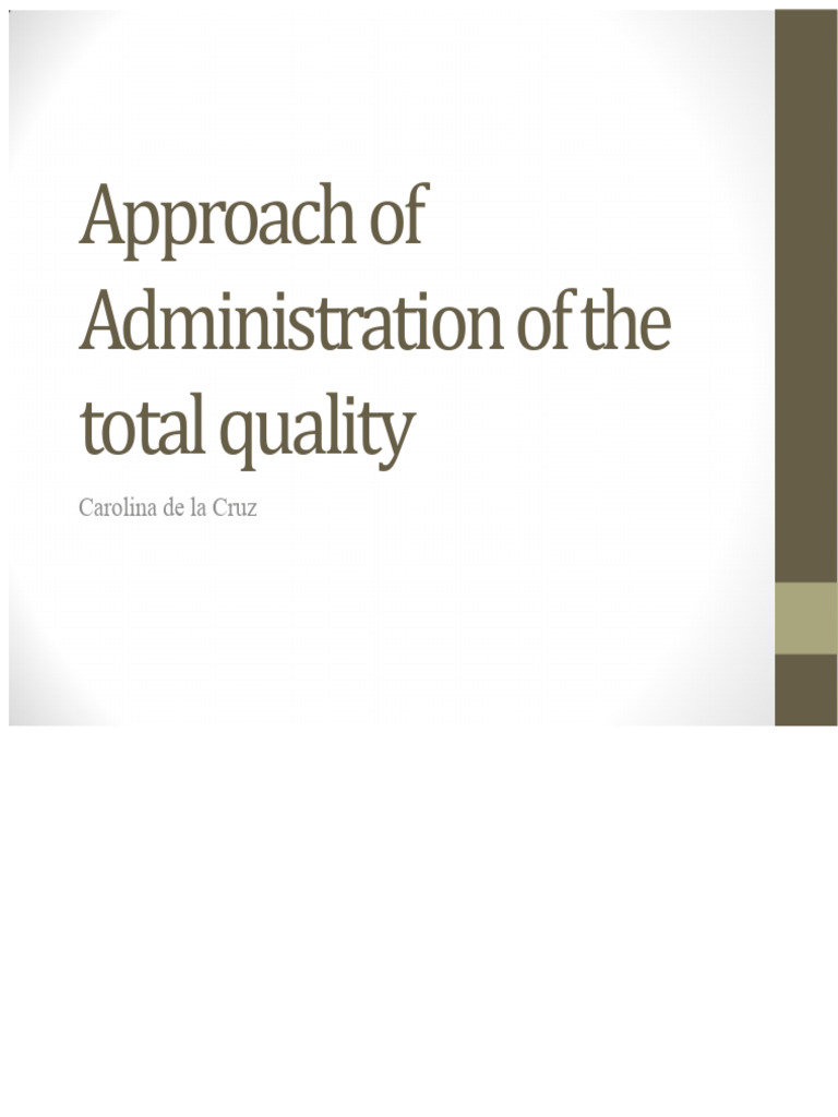 Total Quality Management Approach | PDF | Quality Management | Quality ...
