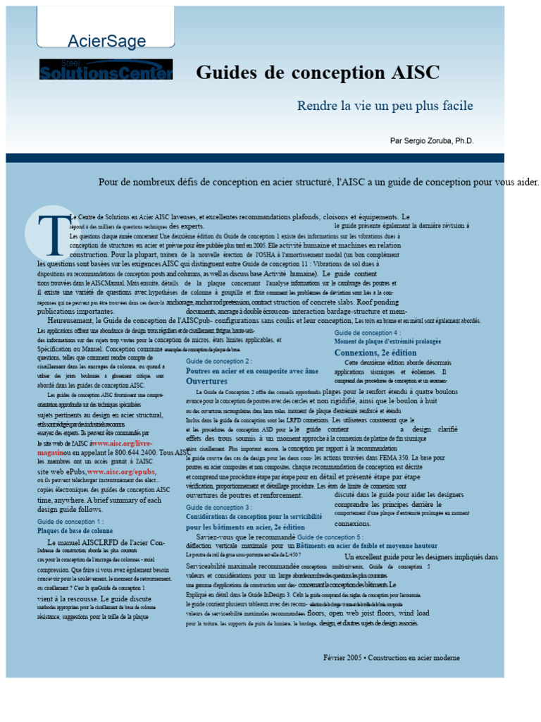 Guides de conception AISC pour structures en acier | PDF | Acier ...