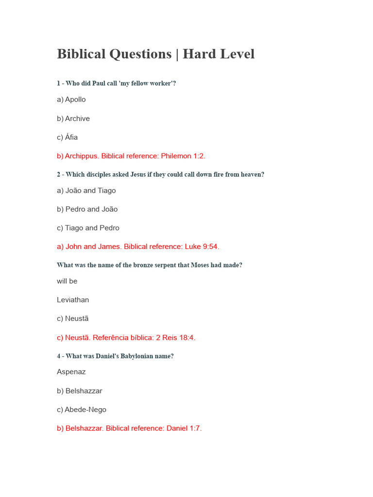 Bible Questions - Difficult Level | PDF | Acts Of The Apostles | Barnabas