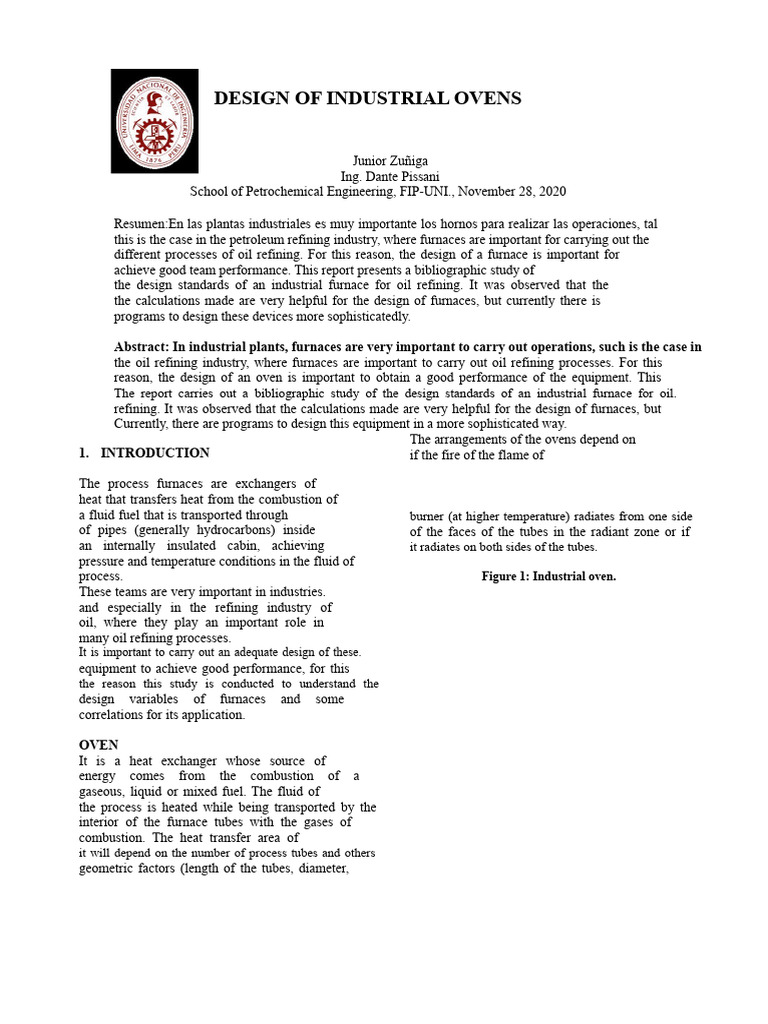 Industrial Oven Design for Oil Refining | PDF | Heat Transfer ...